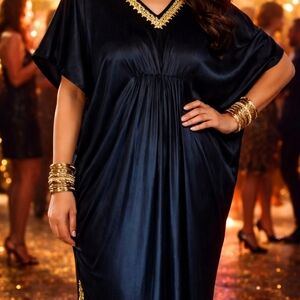 🖤 Black Velvet Silk Kaftan – Luxury You Can Feel
